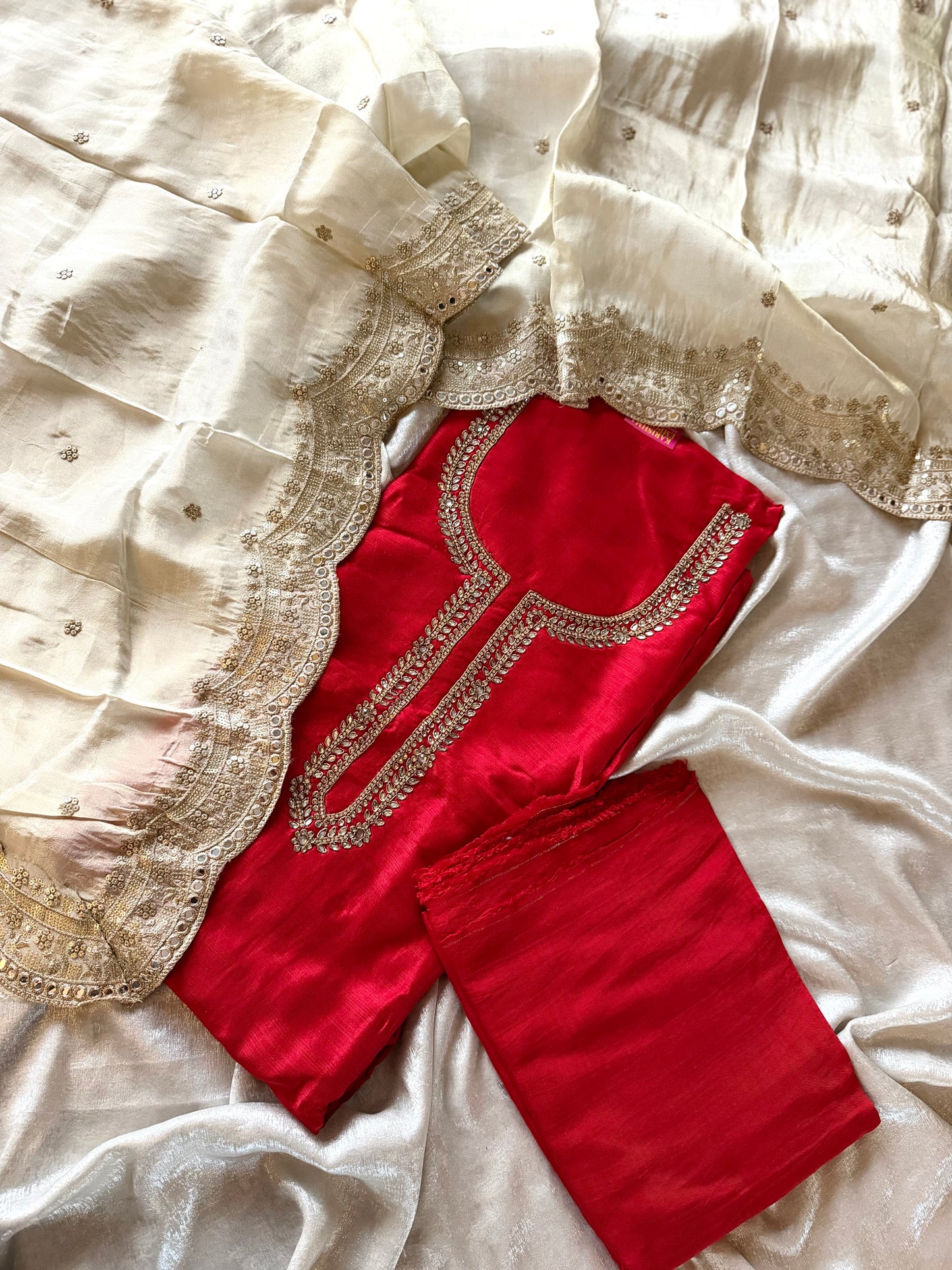 PUNJABI SUIT IN RED ND GOLD