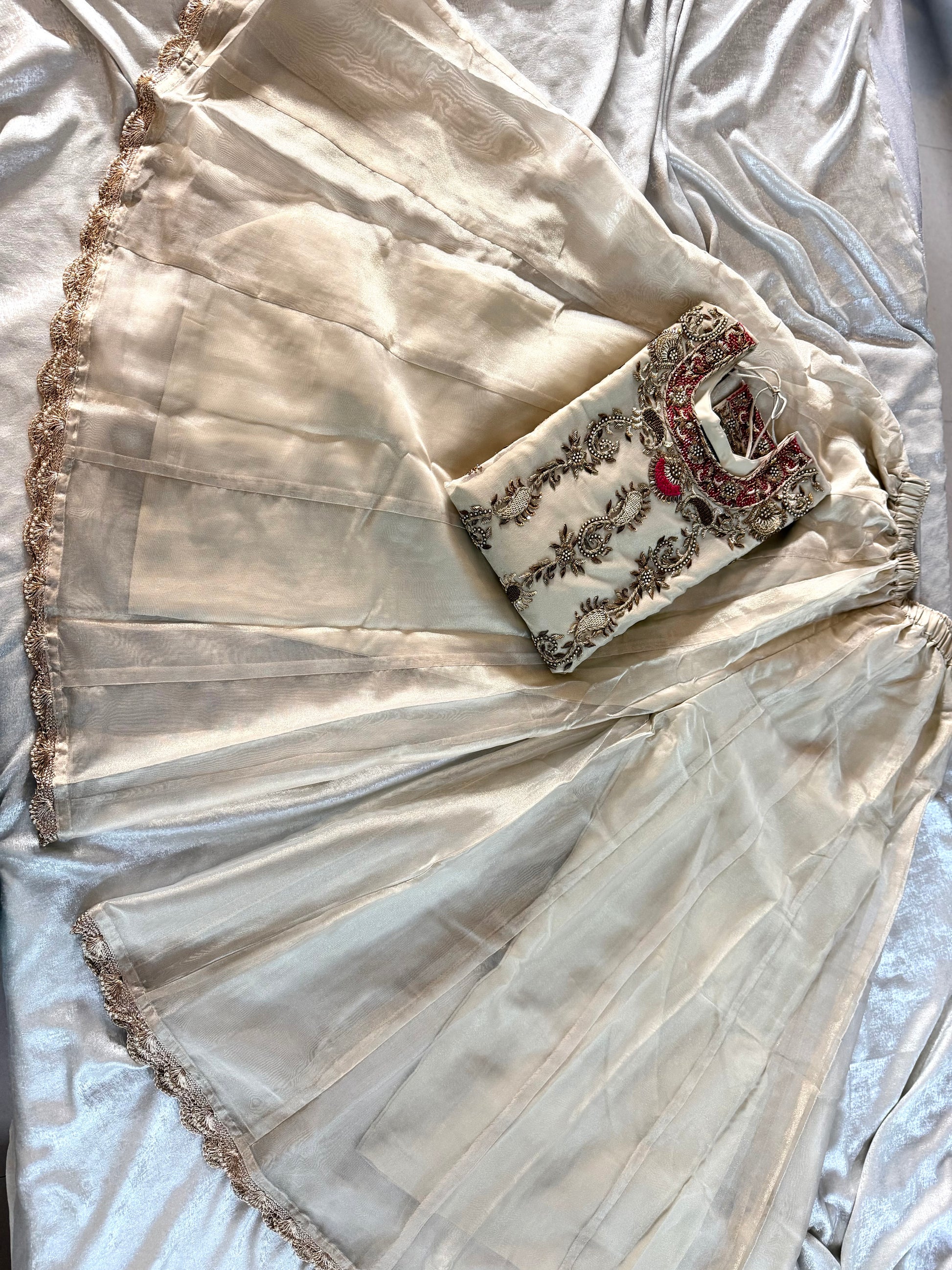 NOOR JAHAN SHARARA |  | Karishma Emporium | Elegance in Making Pure Zardozi Women wear