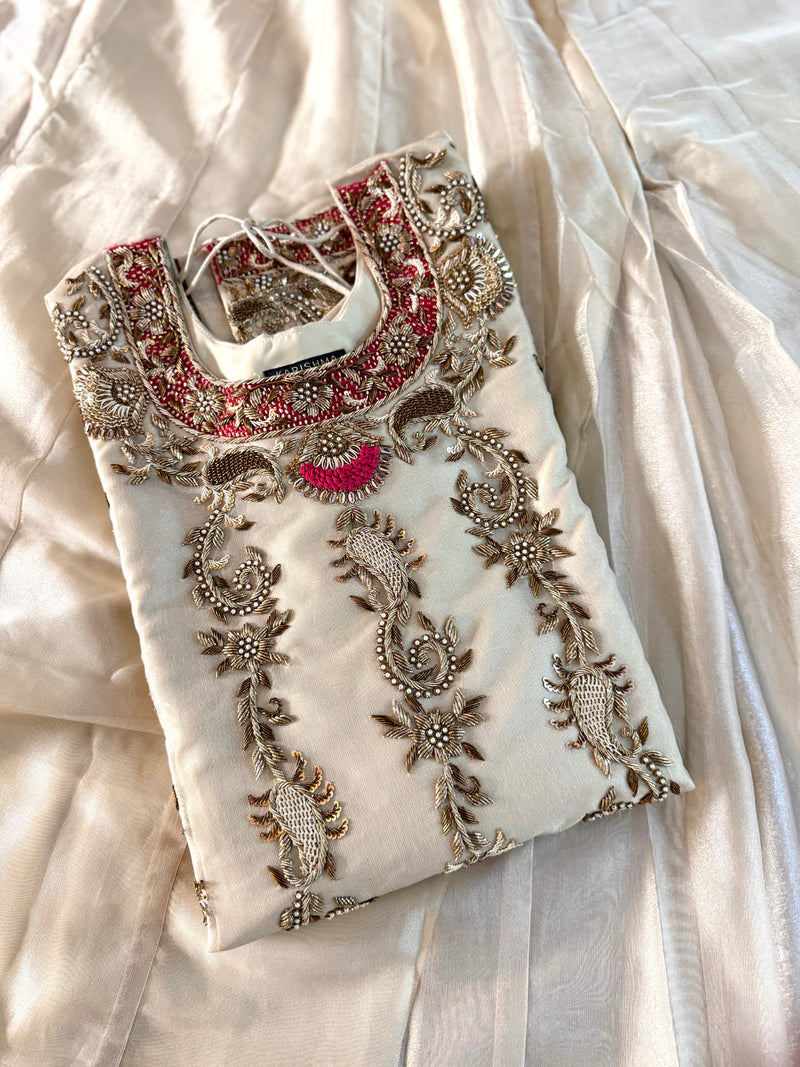 NOOR JAHAN SHARARA |  | Karishma Emporium | Elegance in Making Pure Zardozi Women wear