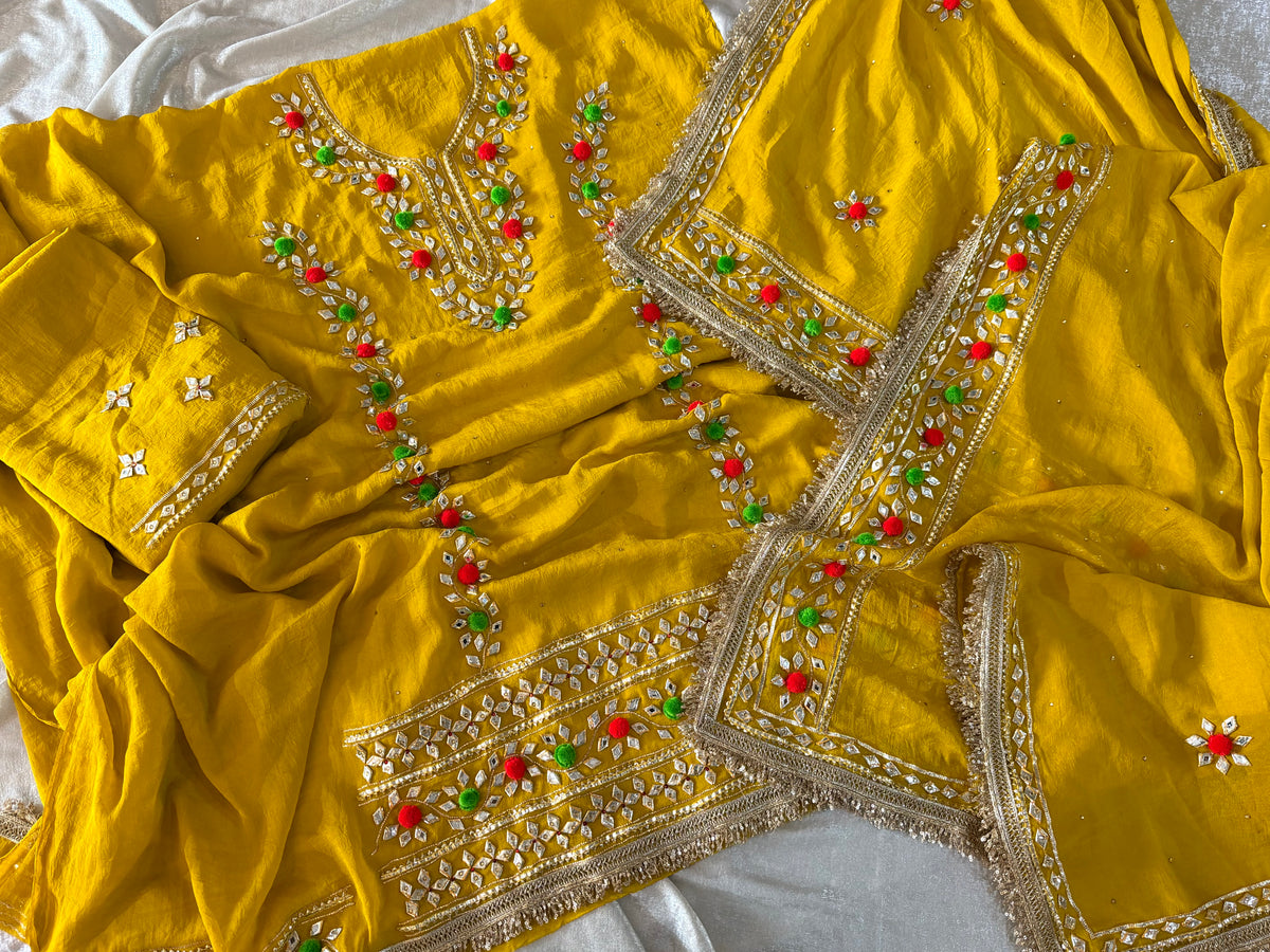 PUNJABI GOTA SUIT IN MANGO COLOUR