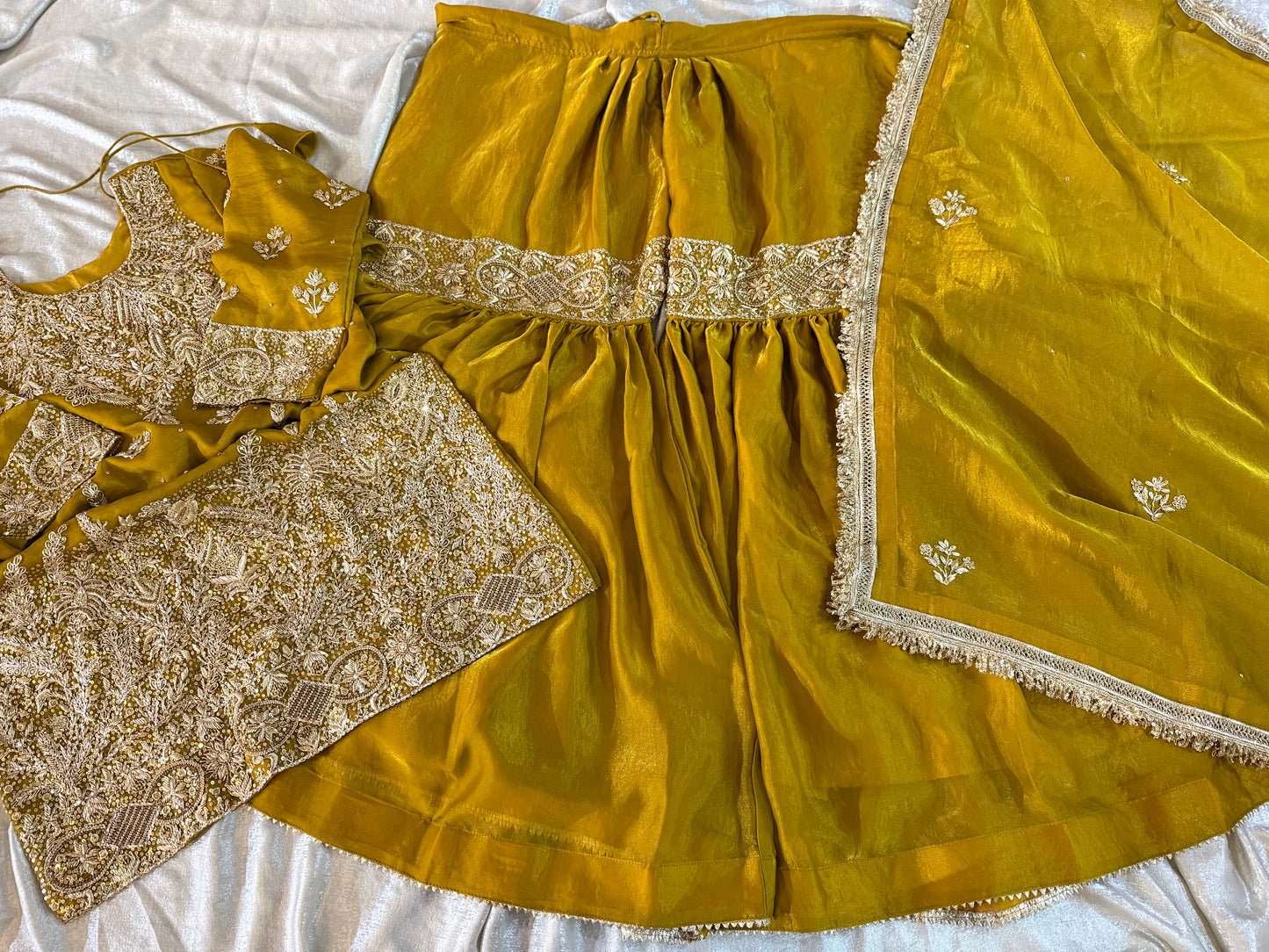 ZARDOZI GHARARA ON ITALIAN SHIMAR FABRIC