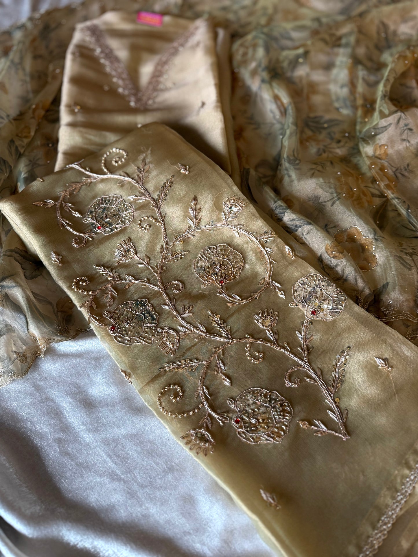 ZARDOZI SUITS ON TISSUE FABRIC
