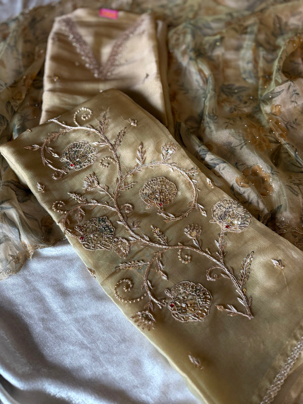 ZARDOZI SUITS ON TISSUE FABRIC |  | Karishma Emporium | Elegance in Making Pure Zardozi Women wear