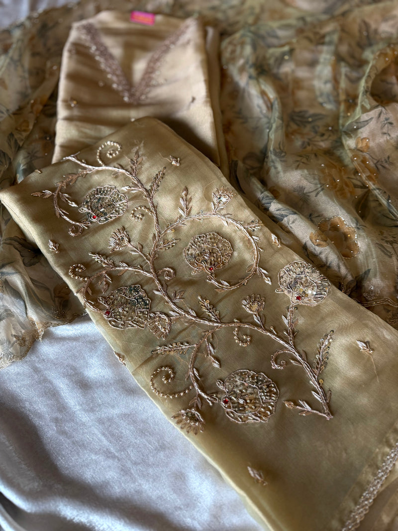 ZARDOZI SUITS ON TISSUE FABRIC |  | Karishma Emporium | Elegance in Making Pure Zardozi Women wear
