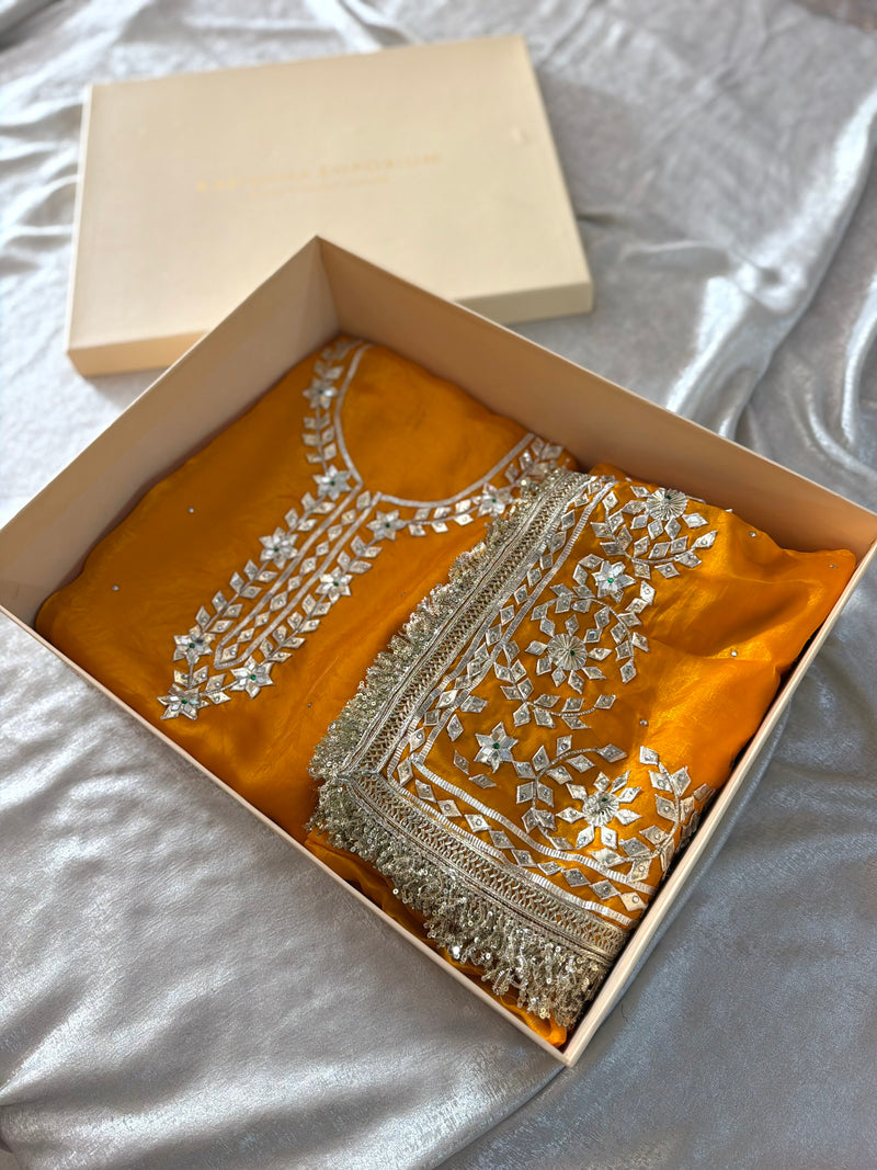 HALDI GOTA PATTI  SUITS |  | Karishma Emporium | Elegance in Making Pure Zardozi Women wear