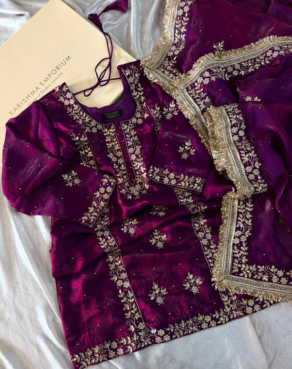 BEAUTIFUL DABKA WORK FARSHI |  | Karishma Emporium | Elegance in Making Pure Zardozi Women wear