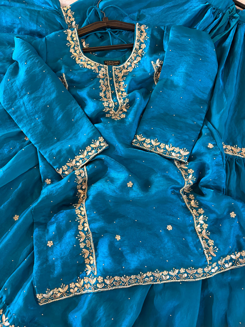 BEAUTIFUL GHARARA IN DABKA WORK |  | Karishma Emporium | Elegance in Making Pure Zardozi Women wear