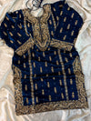 GOLD ZARDOZI GHARARA IN BLUE COLOUR ON ITALIAN SHIMAR FABRIC