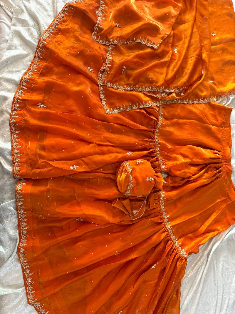 RUST ORANGA DABKA GHARARA |  | Karishma Emporium | Elegance in Making Pure Zardozi Women wear