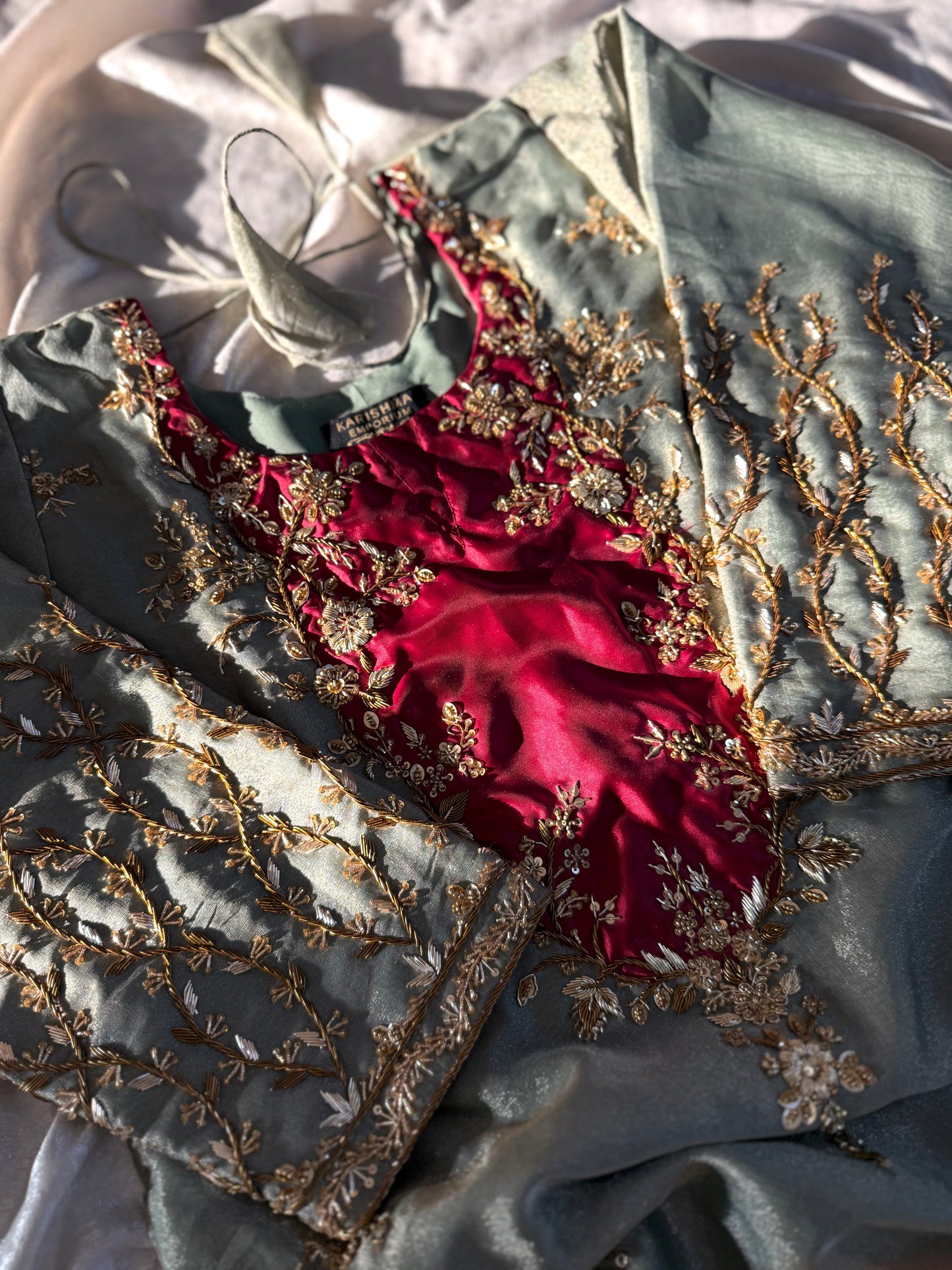 ZARDOZI GHARARA IN TISSUE