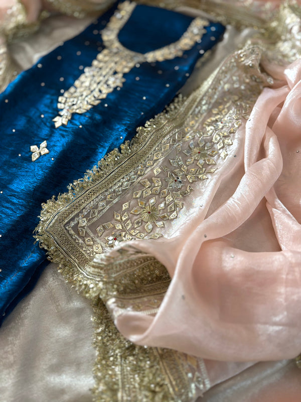 Gota Patti suit in contrast dupatta