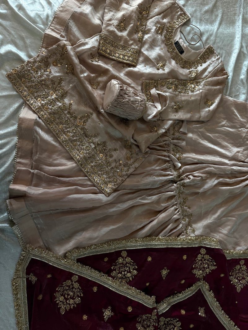 PURE ZARDOZI WITH GOTA TOUCH GHARARA |  | Karishma Emporium | Elegance in Making Pure Zardozi Women wear
