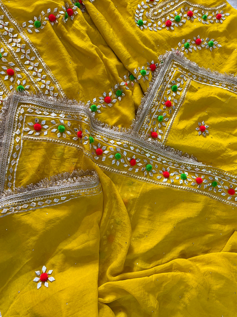 PUNJABI GOTA SUIT IN MANGO COLOUR |  | Karishma Emporium | Elegance in Making Pure Zardozi Women wear