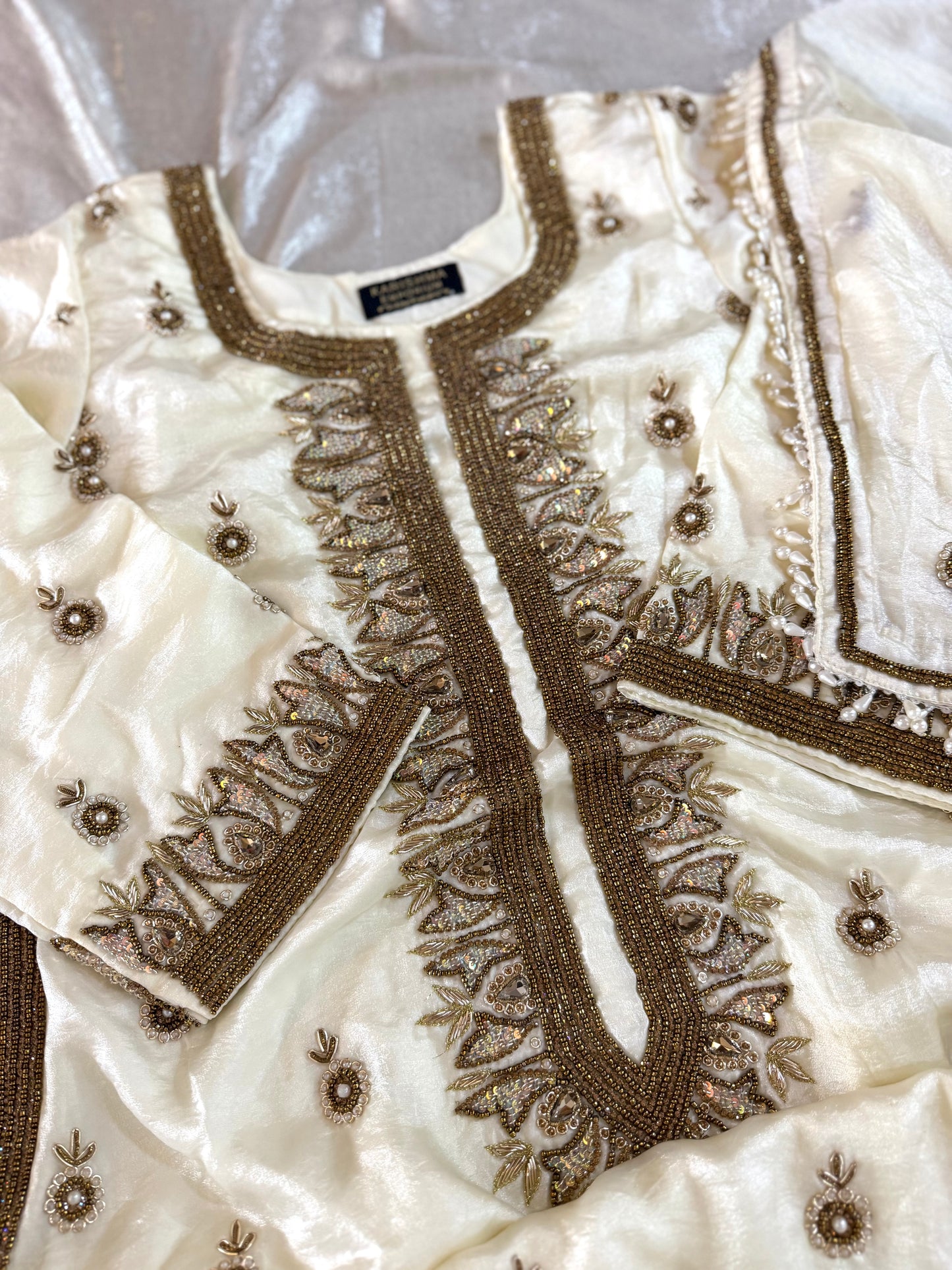 BEAUTIFUL HANDWORK OFF WHITE SHARARA SET