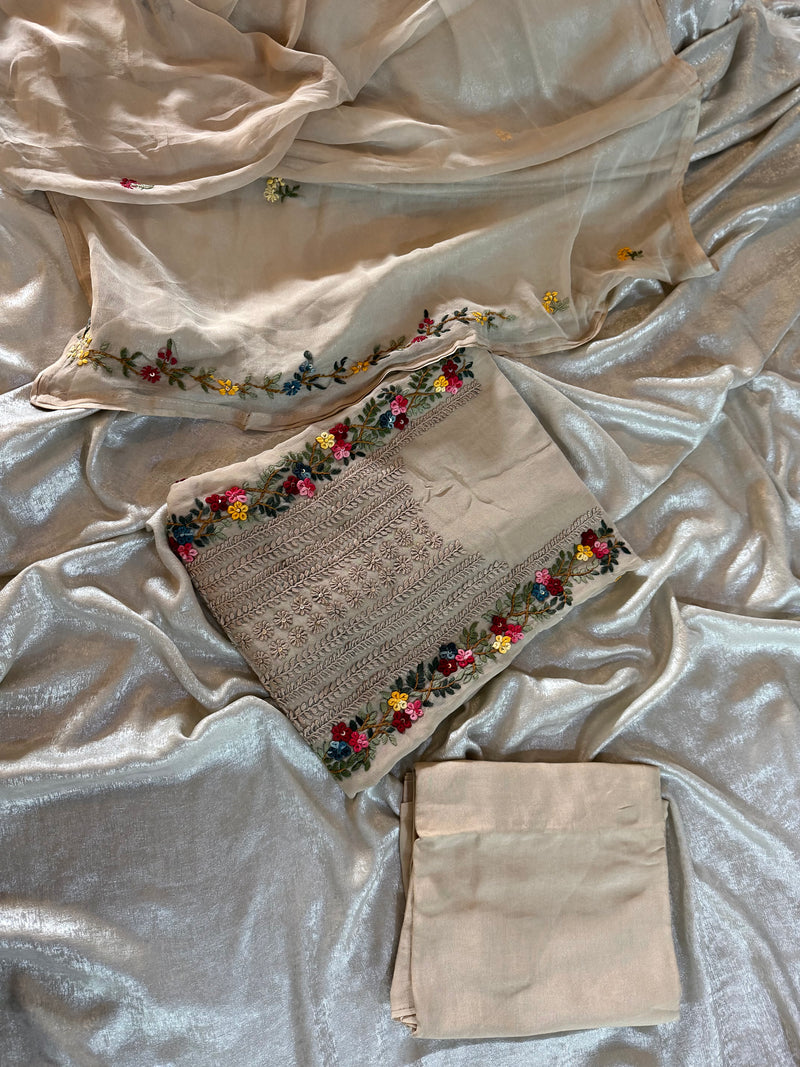 (KATHA WORK) PURE GEORGETTE FABRIC |  | Karishma Emporium | Elegance in Making Pure Zardozi Women wear
