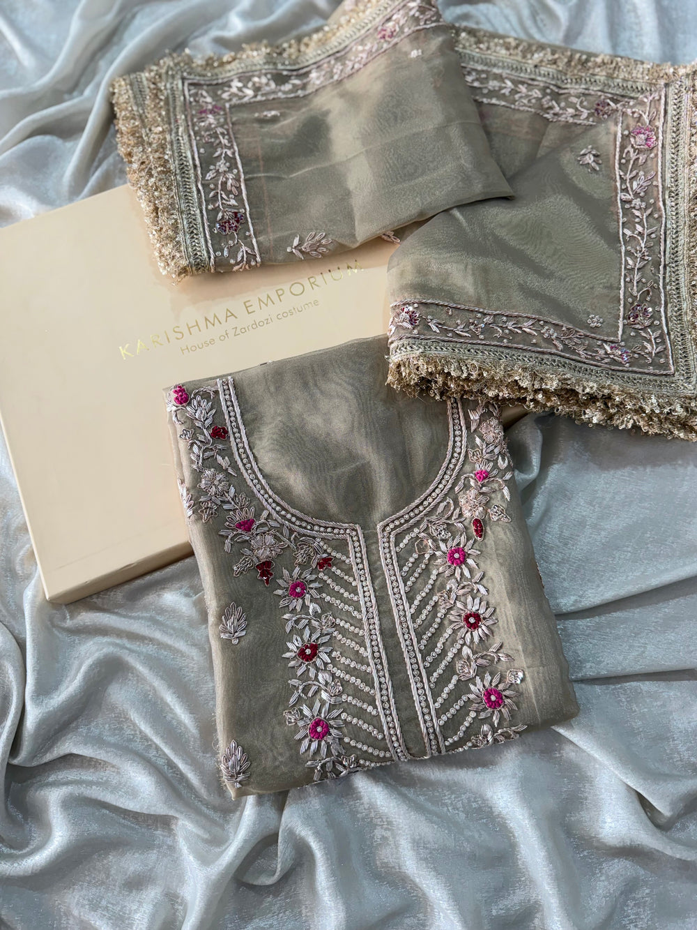 PURE DABKA WORK SUIT |  | Karishma Emporium | Elegance in Making Pure Zardozi Women wear