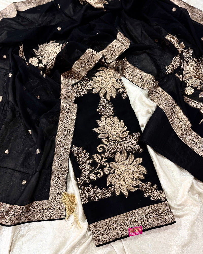 PUNJABI SUIT IN PURE BLACK |  | Karishma Emporium | Elegance in Making Pure Zardozi Women wear
