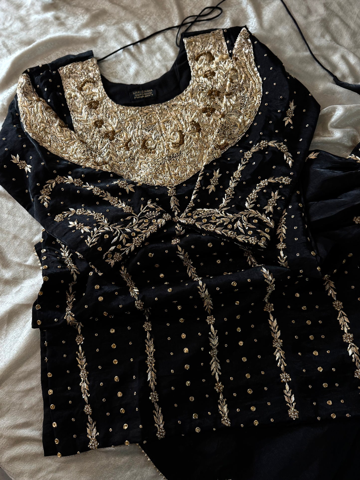 PURE ZARDOZI GHARARA ON ITALIAN SHIMAR FABRIC