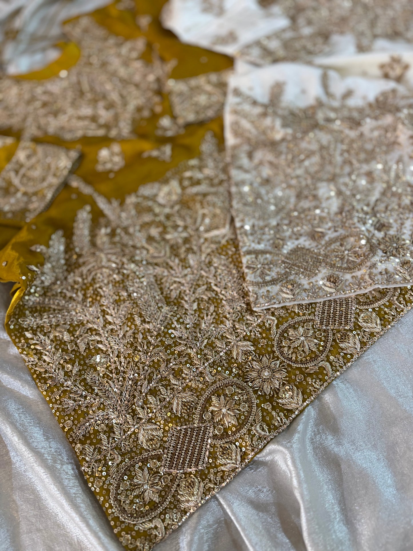 ZARDOZI GHARARA ON ITALIAN SHIMAR FABRIC