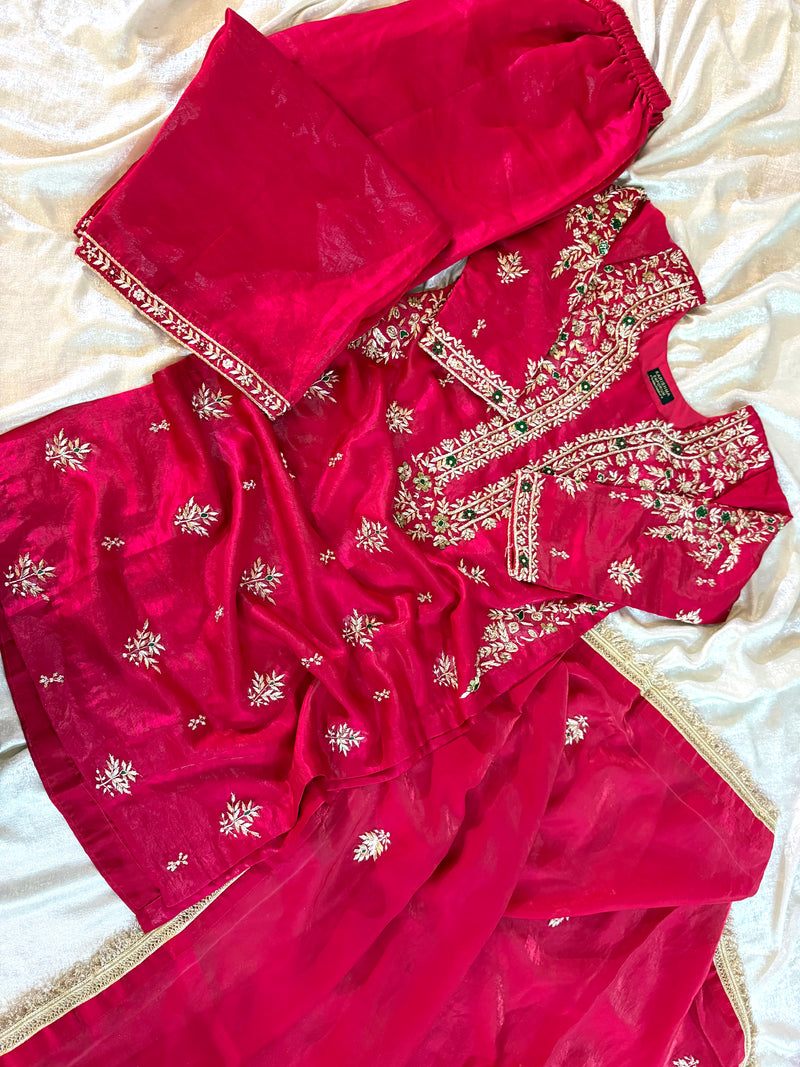 RANI ZARDOZI PANT KURTA SET |  | Karishma Emporium | Elegance in Making Pure Zardozi Women wear