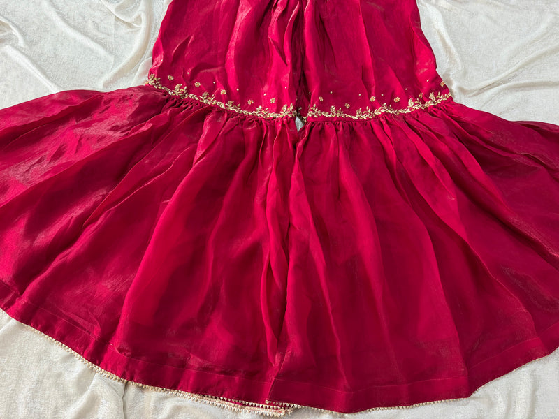 (BRIDAL RANI NIKAH GHARARA) PREMIUM ZARDOZI WORK ITALIAN SHIMAR FABRIC |  | Karishma Emporium | Elegance in Making Pure Zardozi Women wear
