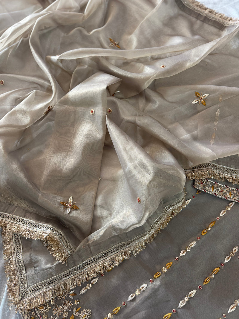 PREMIUM ZARDOZI GHARARA ON ITALIAN TISSUE FABRIC |  | Karishma Emporium | Elegance in Making Pure Zardozi Women wear