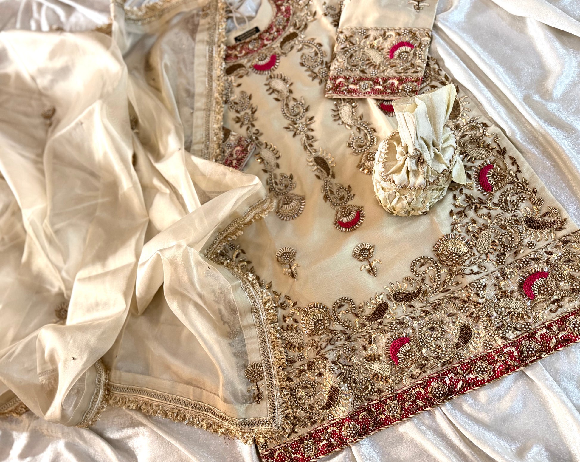 NOOR JAHAN SHARARA |  | Karishma Emporium | Elegance in Making Pure Zardozi Women wear