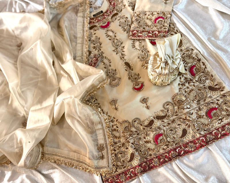 NOOR JAHAN SHARARA |  | Karishma Emporium | Elegance in Making Pure Zardozi Women wear