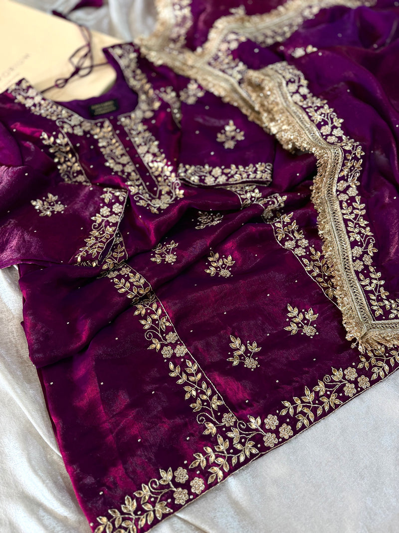 BEAUTIFUL DABKA WORK FARSHI |  | Karishma Emporium | Elegance in Making Pure Zardozi Women wear