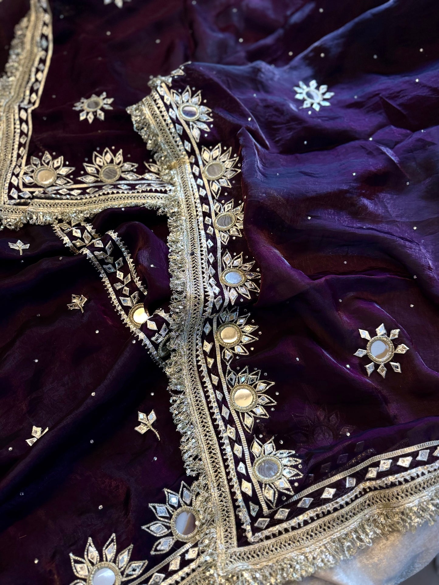 BEAUTIFUL GOTA PATTI SUIT IN DARK WINE