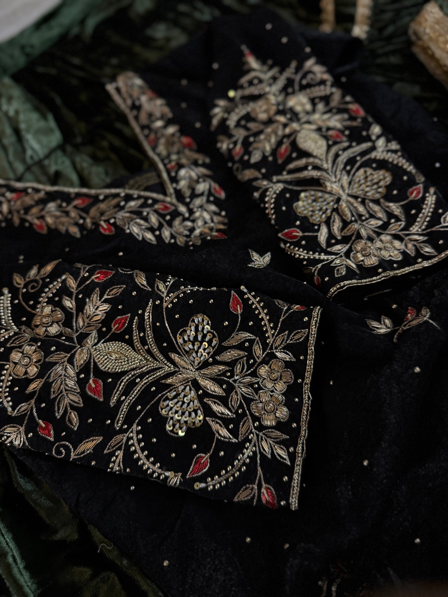 BEAUTIFUL HANDWORK IN BLACK WITH GERMAN VELVET GHARARA ND DUPATTA