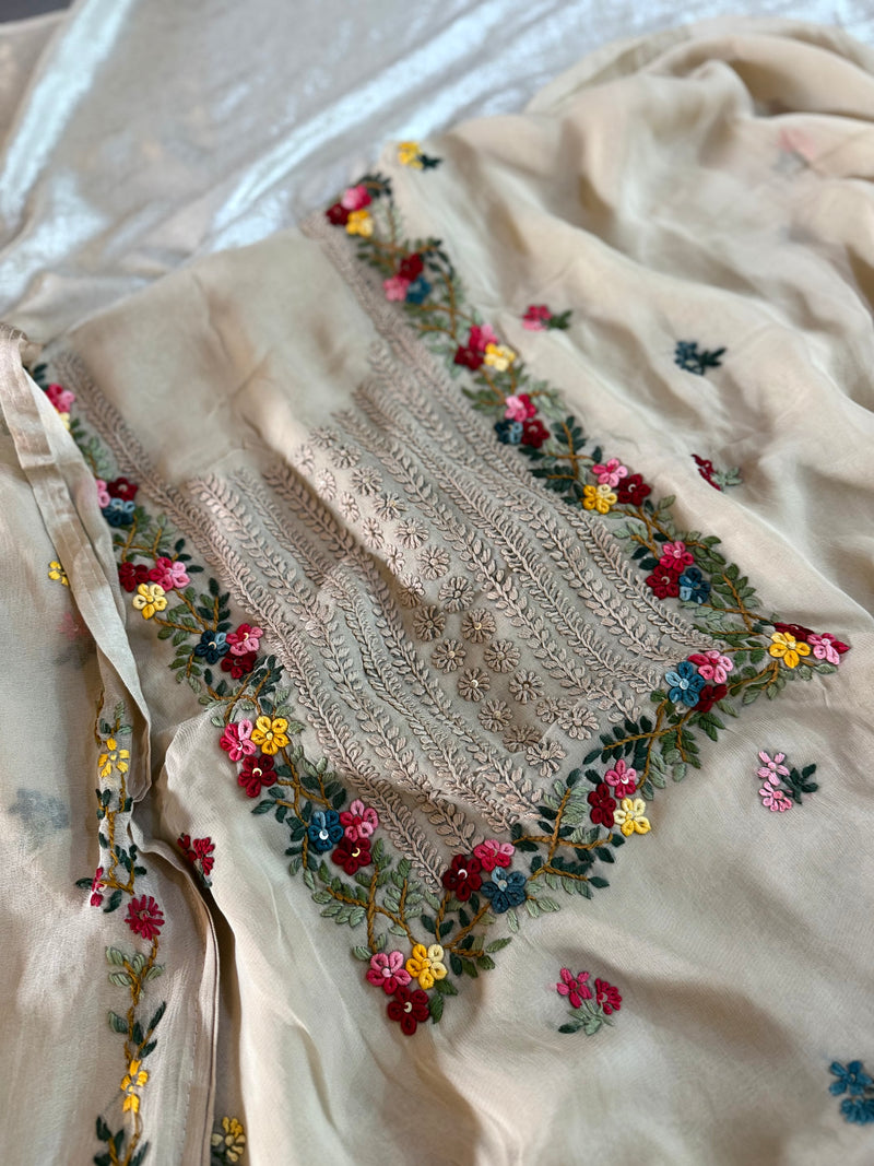 (KATHA WORK) PURE GEORGETTE FABRIC |  | Karishma Emporium | Elegance in Making Pure Zardozi Women wear