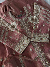 BEAUTIFUL ZARDOZI ANGRAKHA IN CRUSH TISSUE FABRIC WITH ITALIAN SHIMAR DUPATTA