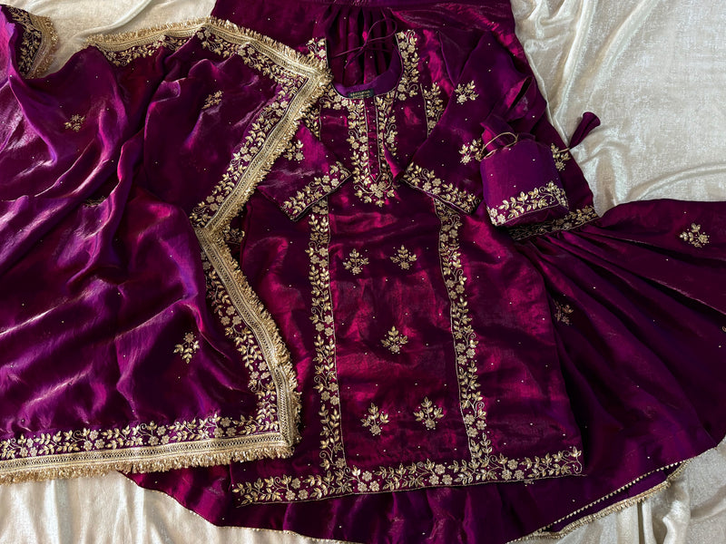 BEAUTIFUL DABKA WORK FARSHI |  | Karishma Emporium | Elegance in Making Pure Zardozi Women wear