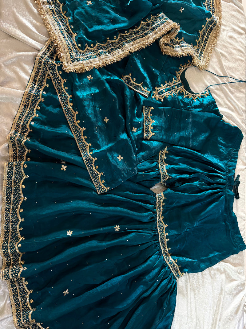BEAUTIFUL HANDWORK GHARARA |  | Karishma Emporium | Elegance in Making Pure Zardozi Women wear