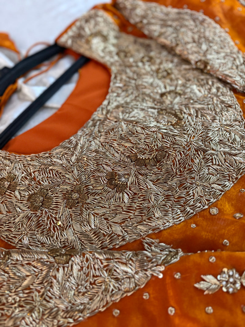 Rust Sharara |  | Karishma Emporium | Elegance in Making Pure Zardozi Women wear