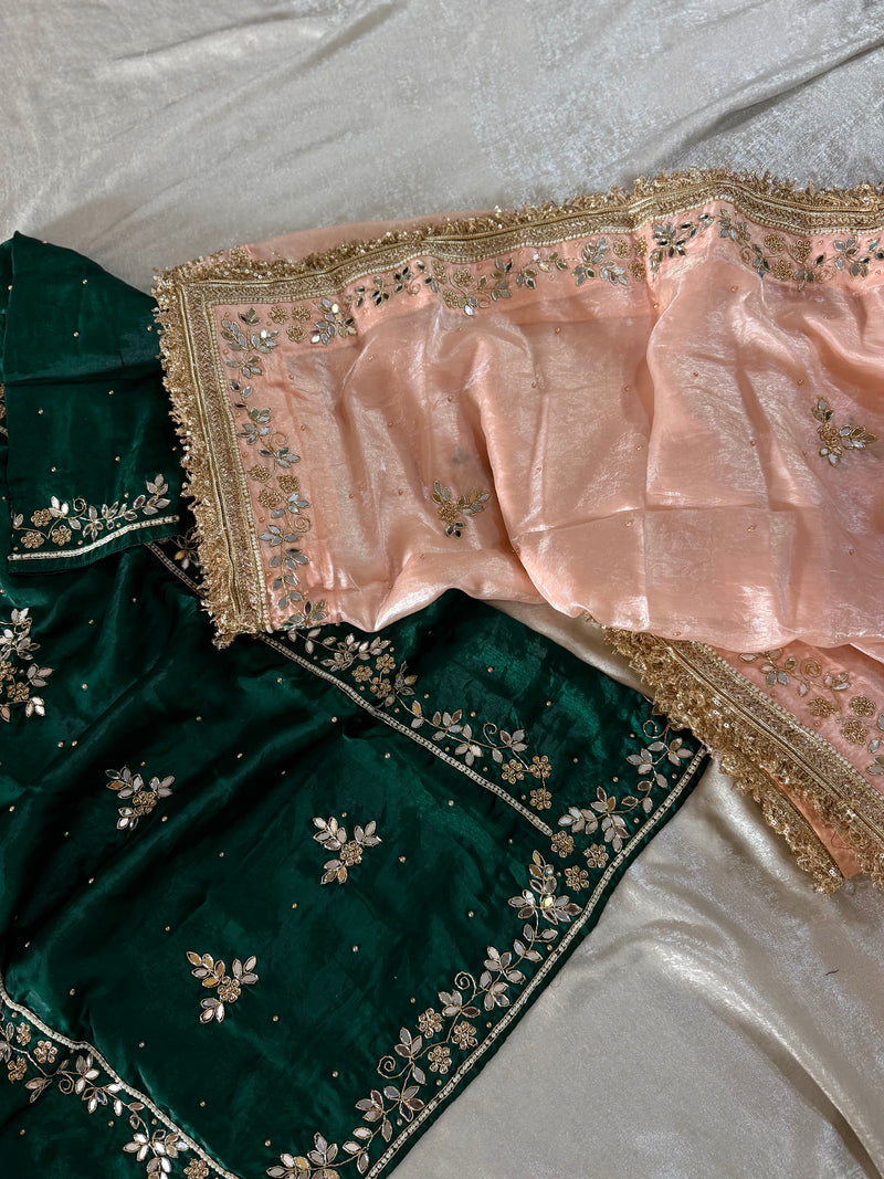 BEAUTIFUL HANDWORK GHARARA IN CONTRAST |  | Karishma Emporium | Elegance in Making Pure Zardozi Women wear