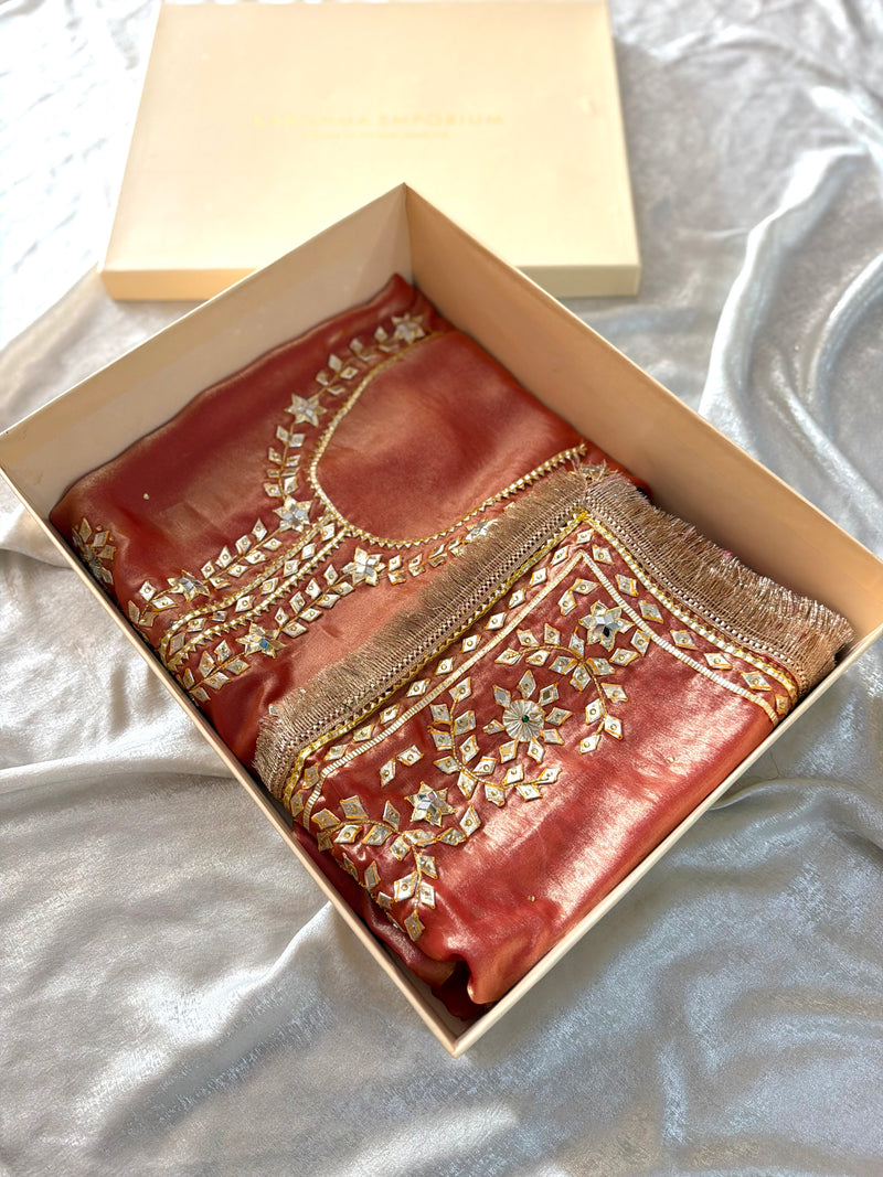 Rust Gota Patti Suit |  | Karishma Emporium | Elegance in Making Pure Zardozi Women wear