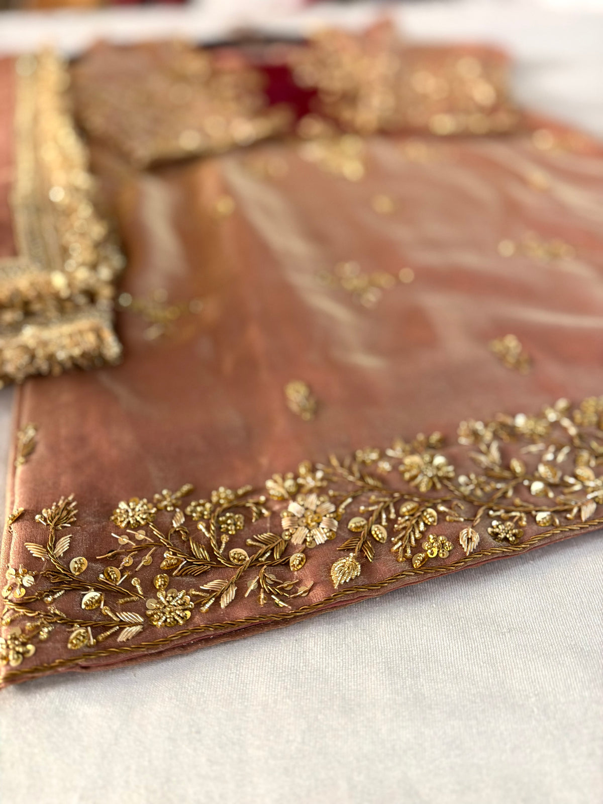 BEAUTIFUL ZARDOZI GHARARA IN TISSUE FABRIC