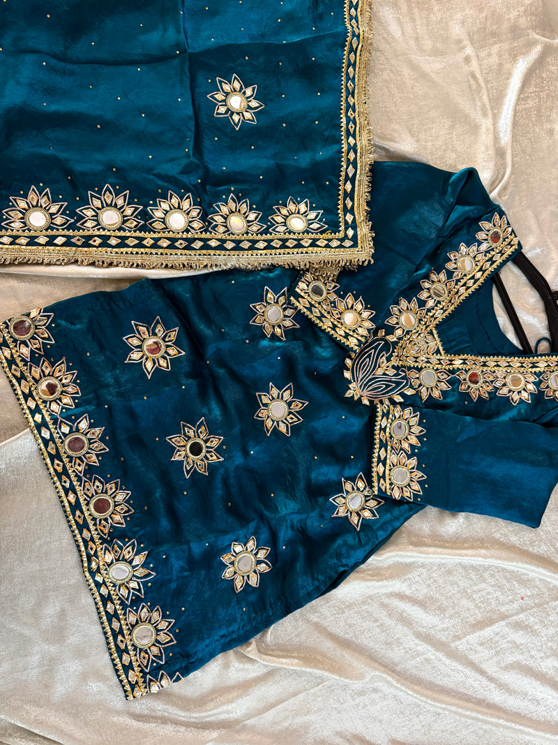 Royal blue gota Patti gharara |  | Karishma Emporium | Elegance in Making Pure Zardozi Women wear