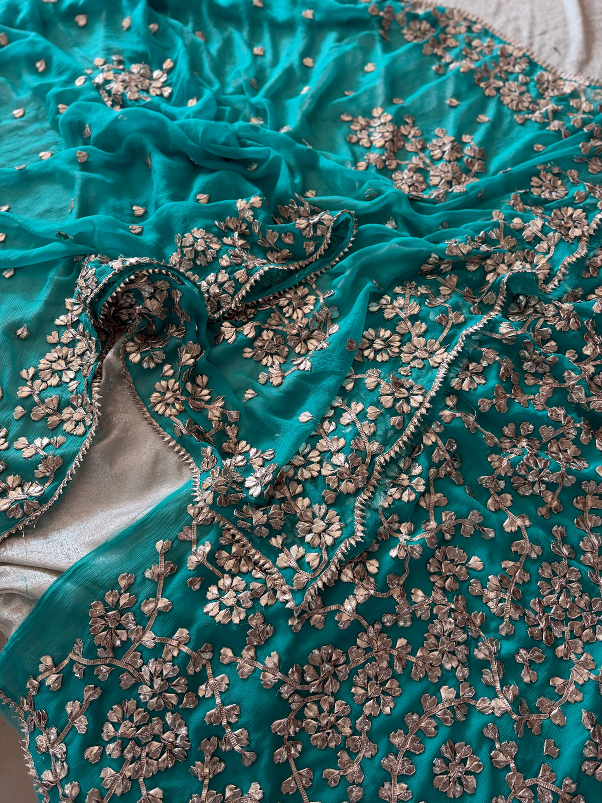 (HANDWORK GOTA PATTI SUITS ON PURE FABRIC GET THREE AT THE BEST PRICE)