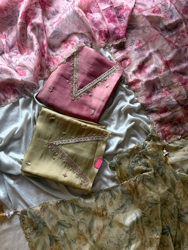 ZARDOZI SUITS ON TISSUE FABRIC |  | Karishma Emporium | Elegance in Making Pure Zardozi Women wear