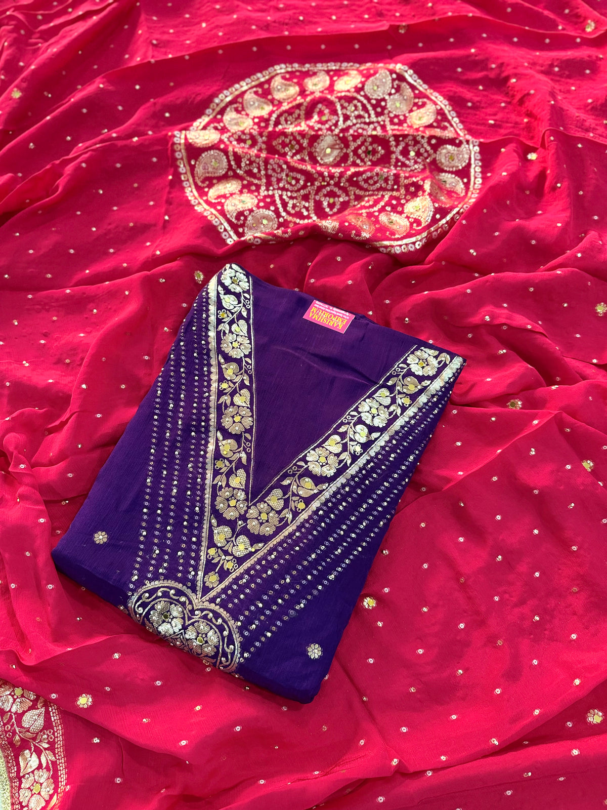 BEAUTIFUL PUNJABI SUITS WITH CONTRAST DUPATTA ON PURE SILK