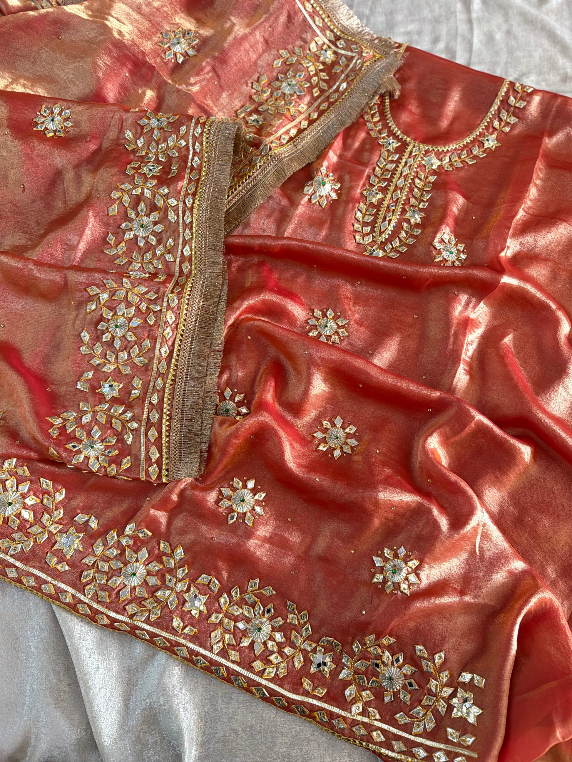 Rust Gota Patti Suit |  | Karishma Emporium | Elegance in Making Pure Zardozi Women wear