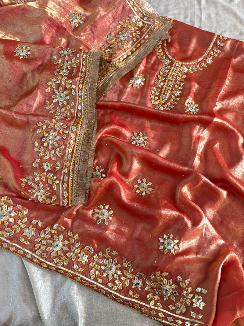 Rust Gota Patti Suit |  | Karishma Emporium | Elegance in Making Pure Zardozi Women wear
