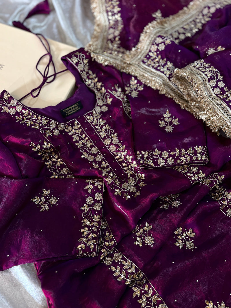 BEAUTIFUL DABKA WORK FARSHI |  | Karishma Emporium | Elegance in Making Pure Zardozi Women wear