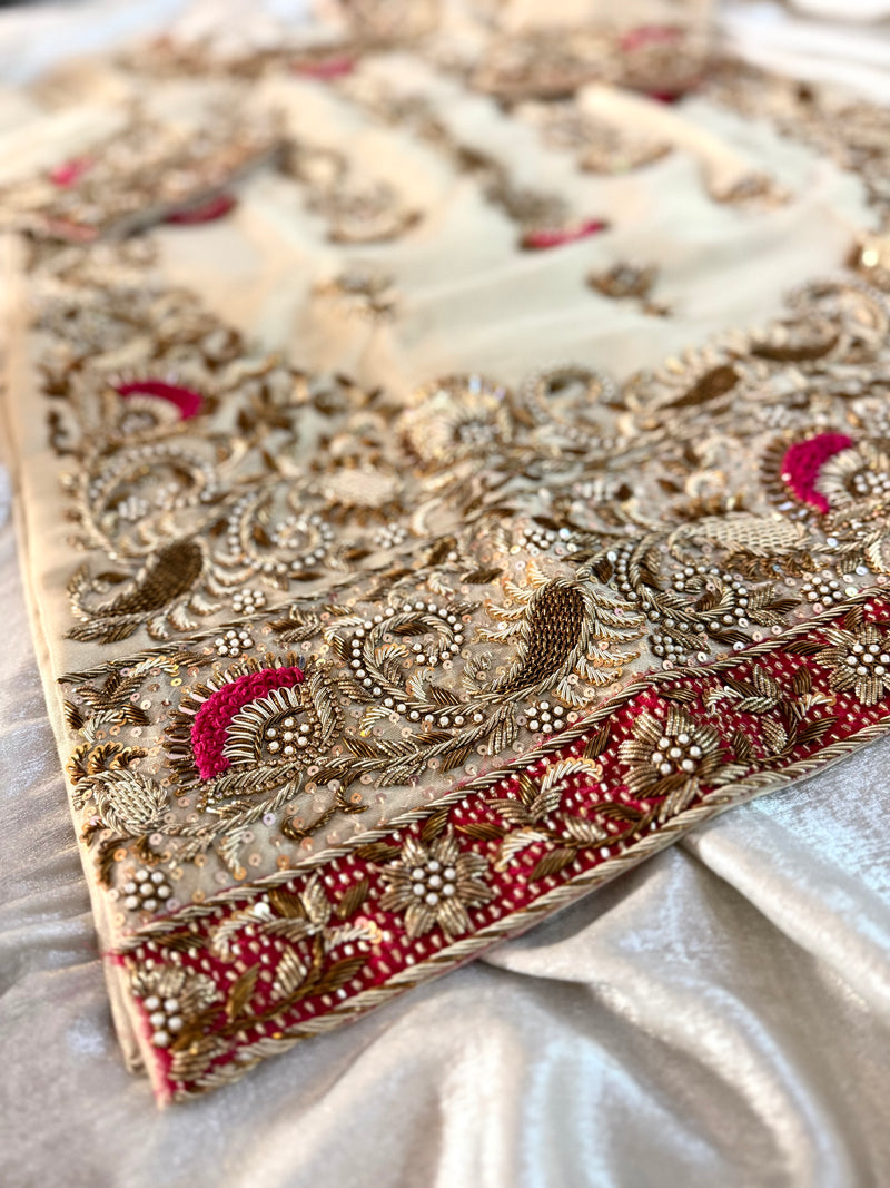 NOOR JAHAN SHARARA |  | Karishma Emporium | Elegance in Making Pure Zardozi Women wear