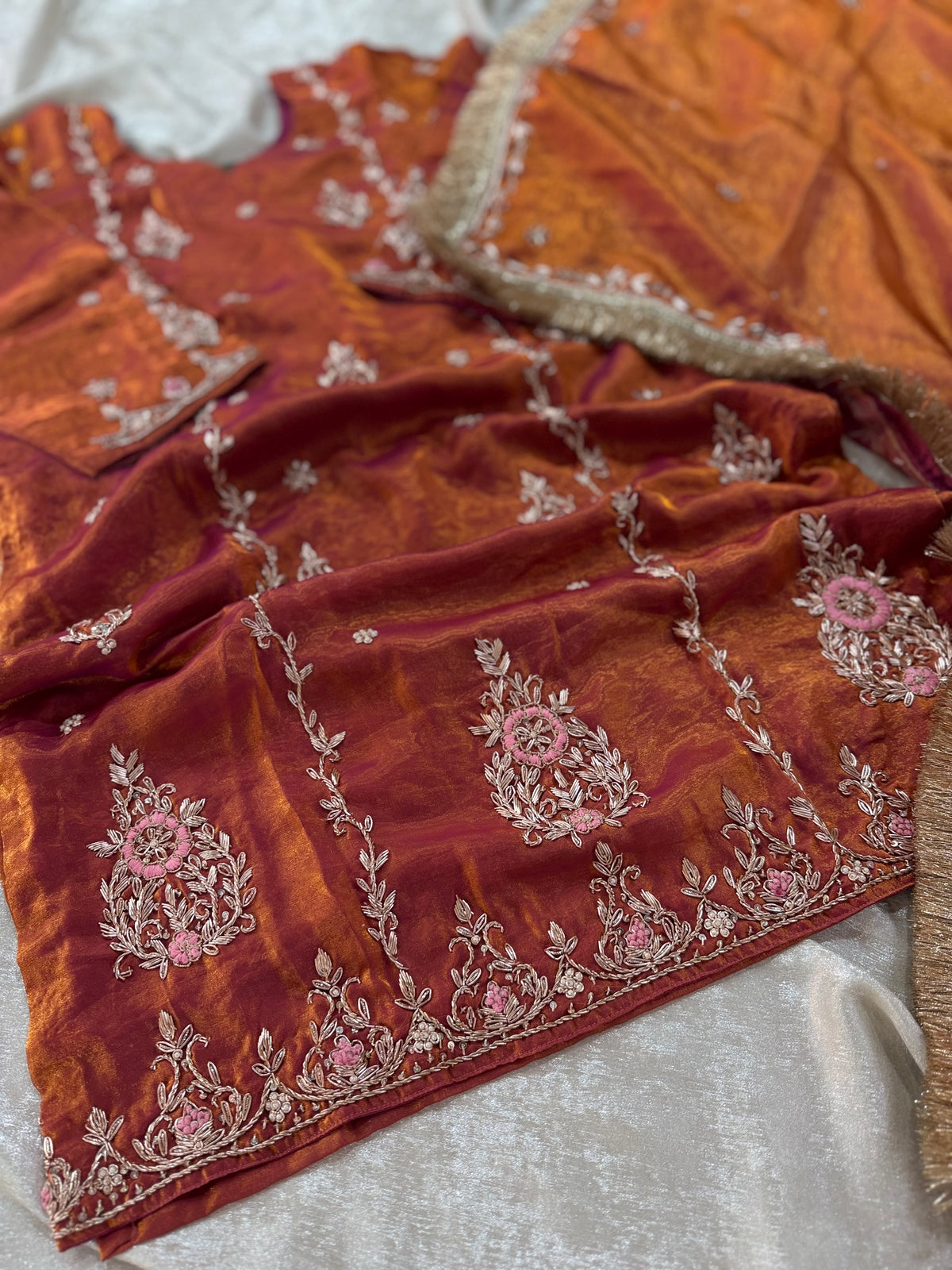 KHUBSURAT FEROZI GHARARA IN PURE DABKA WORK