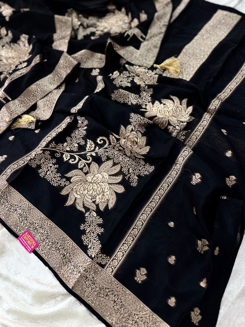 PUNJABI SUIT IN PURE BLACK |  | Karishma Emporium | Elegance in Making Pure Zardozi Women wear