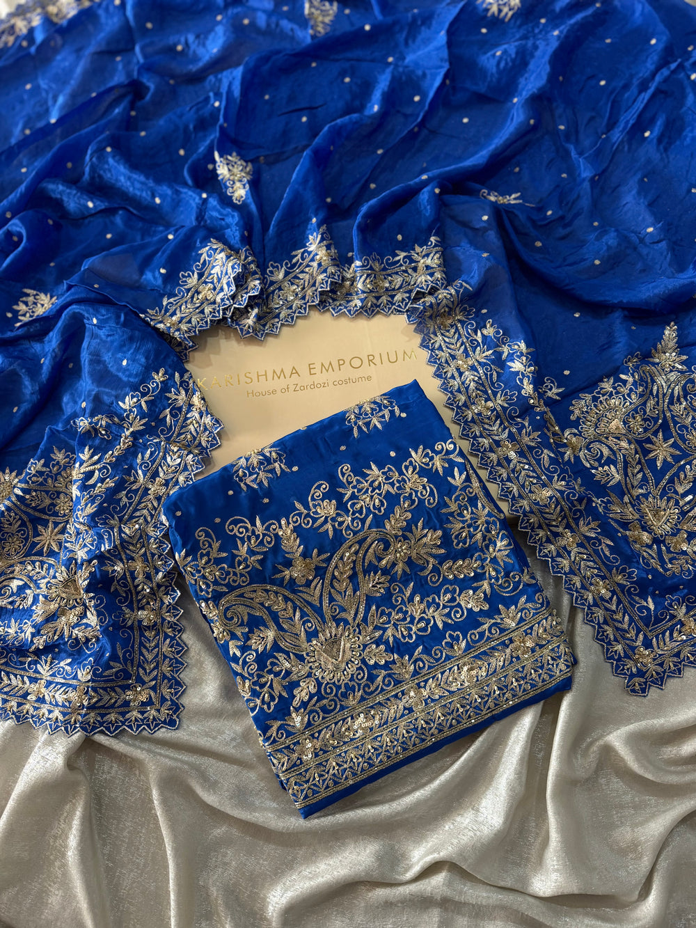 ROYAL BLUE HANDWORK SUIT |  | Karishma Emporium | Elegance in Making Pure Zardozi Women wear